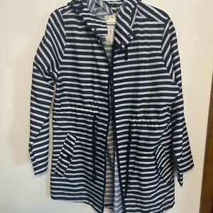 KEREN hart Navy and White Striped Jacket